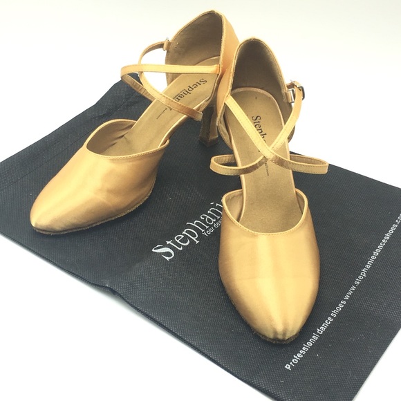 Stephanie closed toe tan gold ballroom shoe new 5M - Picture 4 of 8